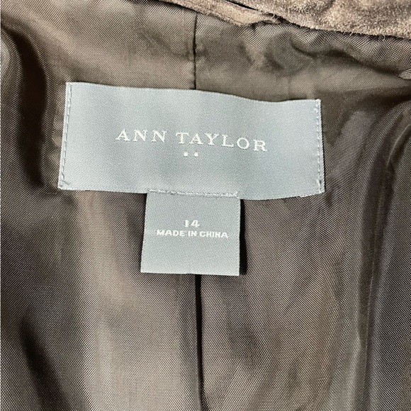 🔥Y2K Ann Taylor Brown Chocolate Suede Blazer 100% Leather Preppy Jacket Women 14 - Picture 11 of 16